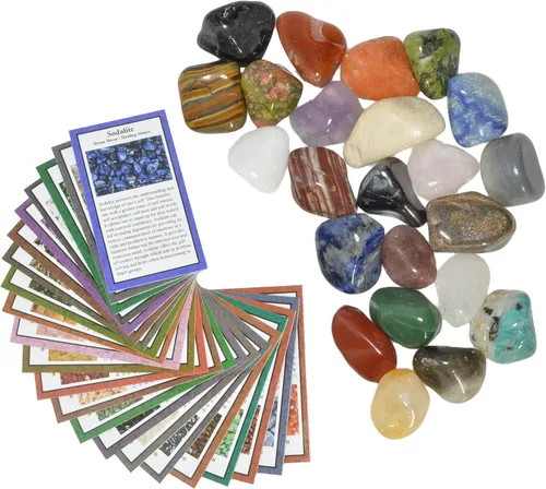 Miniatura 2 de Fantasia Materiales: 2 libras de piedras preciosas naturales pulidas y pulidas con información de roca educativa y tarjetas de identificación