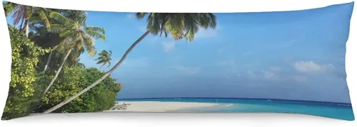 Miniatura 26 de Protector de almohada de playa con palmeras tropicales de 16 x 14 pulgadas, palmeras de playa, paisaje marino costero, decorativo, rectangular
