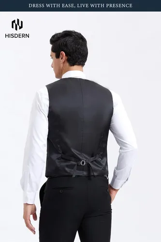 Miniatura 3 de HISDERN Vest 101 - Chaleco de traje ajustado para hombre con 3 bolsillos para negocios, formal, boda, baile de graduación y esmoquin casual
