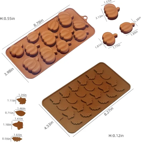 Miniatura 2 de Moldes de chocolate de otoño, 4 piezas de silicona de calabaza, moldes de fondant en forma de hoja de arce para Acción de Gracias, Halloween