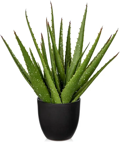 Miniatura 8 de GnFlus Plantas suculentas falsas de aloe vera de 13 pulgadas, suculentas artificiales grandes con maceta negra, planta de aloe sintético en maceta