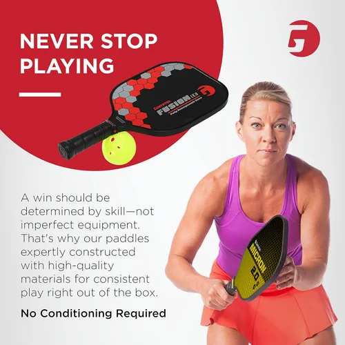 Miniatura 7 de Gamma Pickleball Paddles, Fusion Series, React, Power, Wider Surface Maximizes Hit Potential for All Skill Levels, Indoor/Outdoor Racquet, USAPA