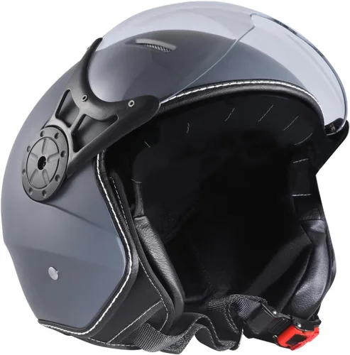 Harssidanzar Casco de motocicleta con visera única, cara abierta, motocicleta, scooter, ciclomotor, casco crucero, aprobado por DOT, para hombres y