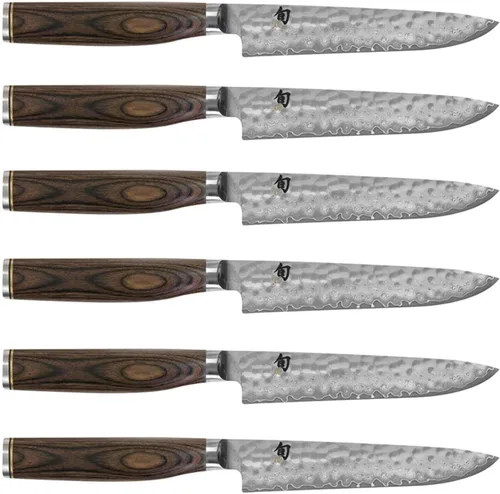 Miniatura 3 de Shun Premier - Juego de 6 cuchillos para carne con bloque sidecar, cubiertos japoneses hechos a mano, acero