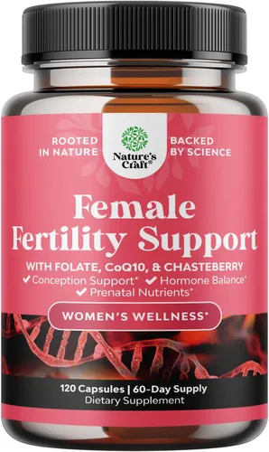 Suplemento de fertilidad femenina con multivitaminas prenatales – Apoyo de fertilidad con colina prenatal, inositol, folato y mezcla de fertilidad