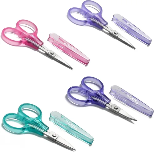 PAFASON Juego de tijeras de bordado más afiladas y precisas de 4 piezas curvas y rectas para acolchado, costura, tejido, manualidades, punto de