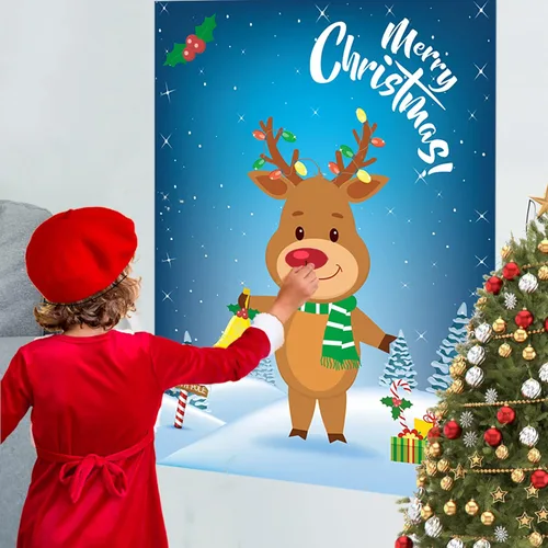Miniatura 4 de Funnlot Juegos de fiesta de Navidad para niños Pin The Nose On The Deer Juegos de Navidad para fiestas de Navidad para familias Pin The Nose On The
