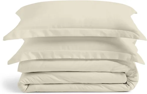Miniatura 10 de Cosy House Collection Juego de funda de edredón de lujo de 2 piezas, mezcla de rayón derivado del bambú, ropa de cama ultrasuave, protector de Crema