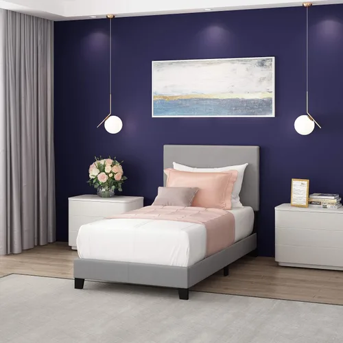 Miniatura 8 de Furinno Laval Marco de Cama Plataforma Tapizado con Botones Penachos, Individual, Glacier