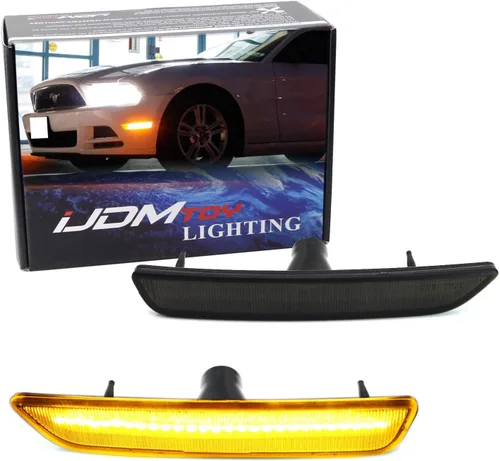 Miniatura 9 de iJDMTOY Juego Completo de Luz LED de Marcador Lateral con Lente Ahumada 27-SMD Blanca, Compatible con Parachoques Delantero Ford Mustang 2010-2014