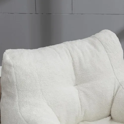 Miniatura 3 de Hommoo Puf grande para adultos con reposabrazos, cómodo puf con relleno de espuma, esponjoso, tela de peluche suave, puf copetudo para dormitorio