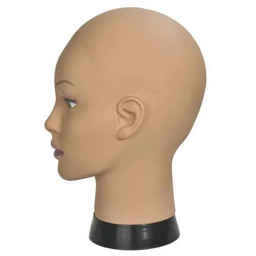 Miniatura 4 de Ba Sha Cabeza de maniquí de cosmetología afro, cabeza de maniquí calva para hacer pelucas, sombrero, exhibición de gafas con abrazadera gratuita