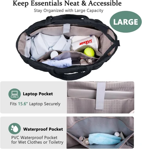 Miniatura 3 de Bolsa de Gimnasio de Tenis para Mujeres, Bolsa de Tenis con Capacidad para 2-4 Raquetas con Compartimento para Zapatos y Bolsillo Húmedo, Bolsas