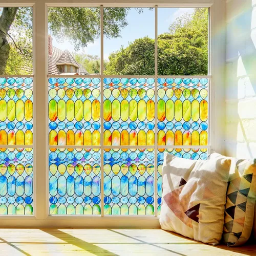 Miniatura 3 de Beautyhero Película de privacidad para ventana, vidrio esmerilado, revestimientos decorativos 3D con bloqueo UV, calcomanías para puertas de baño