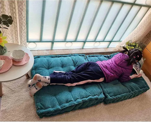Miniatura 4 de Verpert Almohada de suelo de 25 x 25 pulgadas, cojín cuadrado de meditación asiento de suelo para adultos, cojín de asiento acolchado de gran