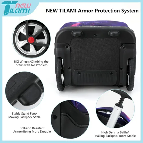Miniatura 76 de NEW TILAMI Mochila con ruedas de 19 pulgadas con bolsa de almuerzo para niñas y niños, mochila para laptop con ruedas, bolsa de mano duradera
