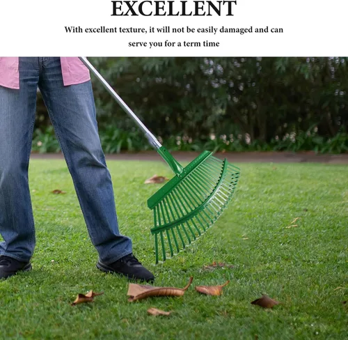 Miniatura 5 de INOOMP Rastrillo de hojas para césped, herramienta de jardinería resistente, dientes para una limpieza eficiente de hojas y desechos, diseño