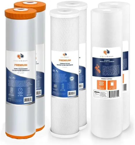 Miniatura 10 de Aquaboon Filtros de agua de 5 micrones, 20 x 4,5 pulgadas, juego para toda la casa, cartuchos de repuesto de filtro de agua certificados NSF, CTO