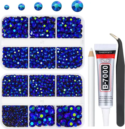 Miniatura 26 de qiipii Diamantes de imitación de resina AB verde aguamarina con pegamento B7000 para manualidades deslumbrantes de 2mm-6mm piedras gelatinosas
