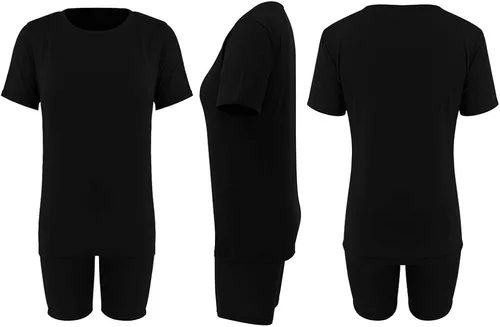 Miniatura 6 de KINIKO Conjunto de sudadera de manga corta y pantalones de 2 piezas para mujer, estilo casual, a la moda