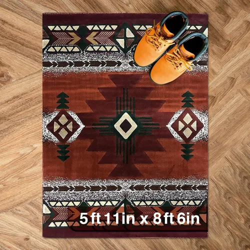 Miniatura 16 de YHSF South West - alfombra estilo nativo americano del suroeste C318 - fácil de limpiar, gruesa, suave, duradera, alfombra inspirada en tribus