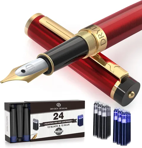 Miniatura 11 de Pluma estilográfica Dryden Luxury, clásica y moderna, de colección ejecutiva y vintage, idea de regalo de negocios y para la caligrafía, Azul Azul
