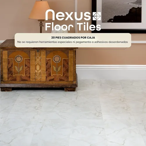 Miniatura 2 de Achim Home Furnishings FTVMA40220 Nexus - Azulejo de vinilo de 12 pulgadas, mármol blanco clásico con vetas grises, 20 unidades (paquete de 1)