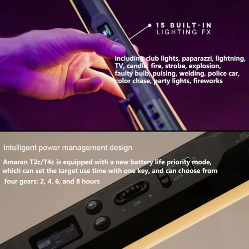 Miniatura 6 de Aputure Amaran T2C RGBWW - Tubo de luz LED, 20 W, 2500 K-7500 K, varilla de luz RGB ajustable, aplicación de soporte y control DMX 46 preajustes