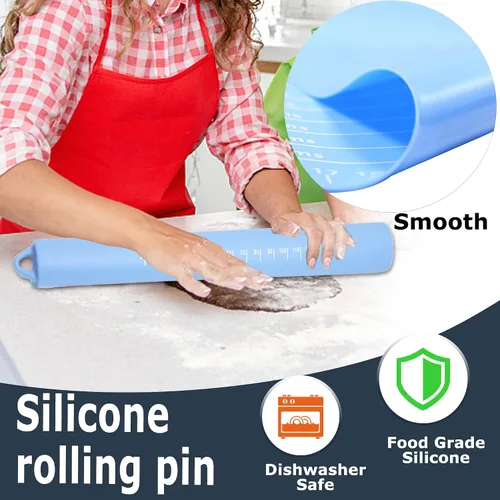 Miniatura 2 de Juego de alfombrillas de silicona para repostería, rodillo de masa de pizza para masa rodante, antideslizante, extra grande con medida, tapete