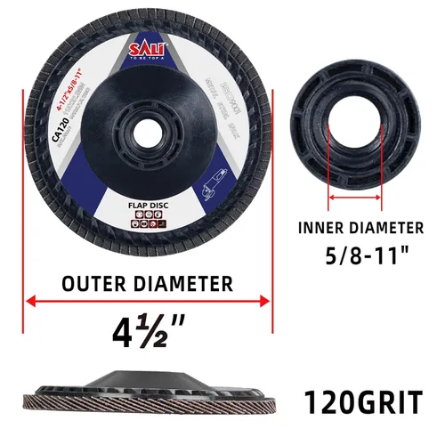 Miniatura 2 de Sali Paquete de 10 discos de aleta de grano 60 de 4.5 pulgadas x 5/8-11, disco de lijado tipo bisel #27, amoladora angular de grado premium e