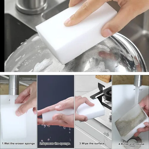 Miniatura 3 de Paquete de 100 Esponjas Mágicas Borradoras, Esponja Multifuncional para Limpieza del Hogar de Cocina y Vajilla para Muebles, Esponjas de Limpieza