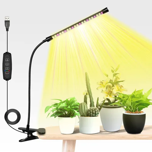 Miniatura 30 de iPower 21 Luz LED de Crecimiento con Espectro Completo para Plantas de Interior, Cuello de Cisne Ajustable, 3 Modos de Luz y 10 Niveles Regulables