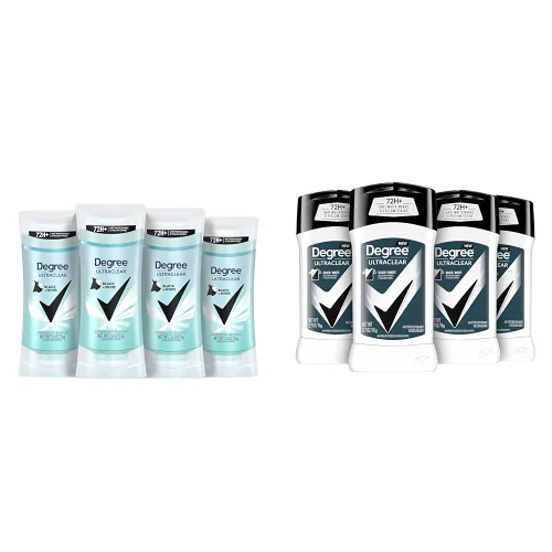 Degree Bálsamo antitranspirante negro y blanco para mujer, 4 unidades, 2.6 onzas, protege de manchas de desodorantes y desodorante antitranspirante