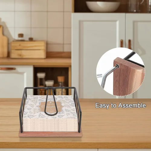 Miniatura 6 de Livabber Servilletero Plano, Almacenamiento de Servilletas de Cocina de Metal con Brazo de Tensión con Peso, Dispensador Rústico de Papel Tissue
