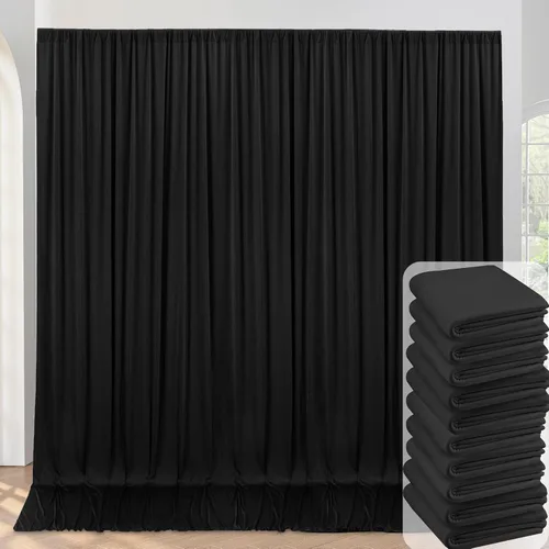 Miniatura 102 de Cortinas de telón de fondo granate de 10 pies x 10 pies sin arrugas para fiestas, 2 paneles de cortinas de telón de fondo de poliéster sedoso
