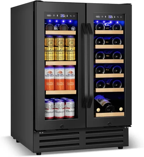 Miniatura 20 de Velivi Mini refrigerador con puerta de cristal, nevera pequeña, escritorio, enfriador de bebidas para bebidas de cerveza, 1.4 pies cúbicos