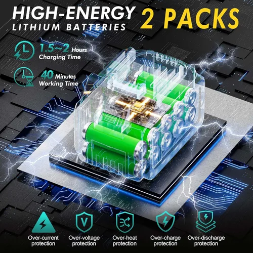 Miniatura 2 de Mini motosierra eléctrica de 8 pulgadas, motosierra eléctrica portátil sin cable, motosierra de mano con 2 baterías, herramientas de jardín