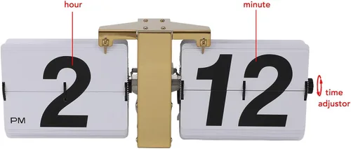 Miniatura 5 de Reloj automático con tapa mecánica digital con soporte dorado y tapa blanca, funciona con batería de 12 horas para colgar en escritorio y pared
