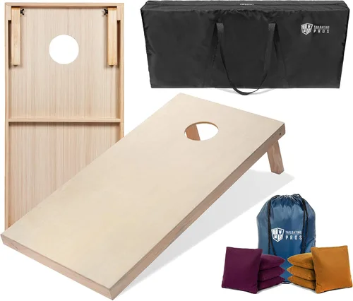 Miniatura 24 de Tailgating Pros Tablas para juego de cornhole - 4 x 2 pies y 3 x 2 pies. Juego de cornhole con estuche de transporte y juego de 8 bolsas de maíz