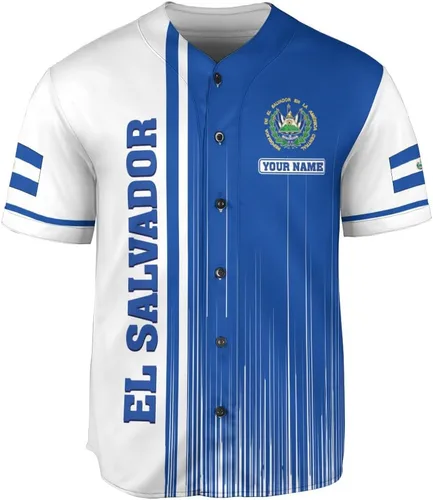 Miniatura 2 de Camiseta personalizada de béisbol de El Salvador, camiseta de bandera de El Salvador, camiseta del orgullo salvadoreño, camiseta de El Salvadoreña