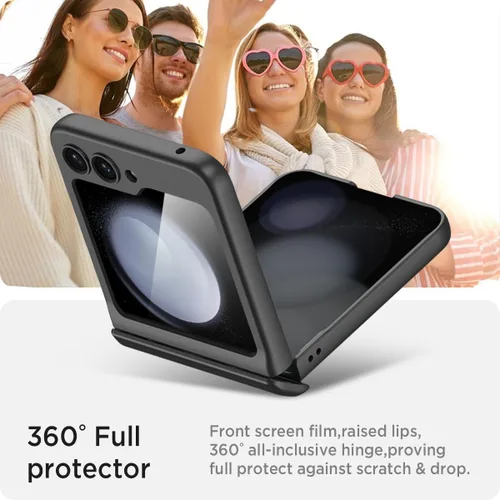 Miniatura 4 de Miimall Funda para Samsung Galaxy Z Flip 5 con protección de bisagra, [protector de pantalla integrado] Funda de cuerpo completo de policarbonato