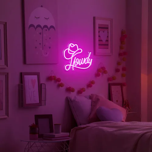 Miniatura 6 de Riakrum Sombrero de vaquero Howdy letrero de neón para decoración de pared, iluminación Y2k, luz de neón LED, decoración de habitación de vaquera