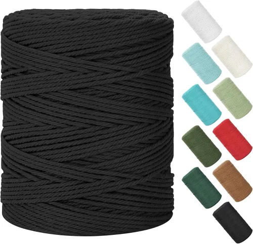 Miniatura 47 de Cordón de macramé de 0.079 in x 380 yardas (1140 pies), cuerda de algodón natural para colgar en la pared, ganchos de plantas, manualidades, Beige