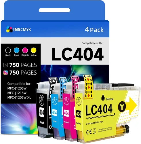 LC404 Compatible con cartuchos de tinta Brother LC404 LC404XL, funciona con MFC-J1205W MFC-J1215W MFC-J1205W XL (paquete de 4) | High Capacity,