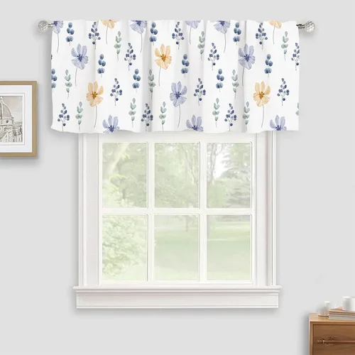Miniatura 24 de Cortinas Cenefa Verde Salvia Floral Cocina con Bolsillo para Barra Paneles Cortos Acuarela Hojas de Eucalipto Retro Tratamiento de Ventana Cortinas