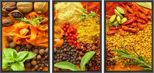 Miniatura 112 de wall26 Lienzo enmarcado para pared, juego de arte de hierbas, verduras y condimentos en madera, alimentos, fotografía cultural, realismo, paisaje