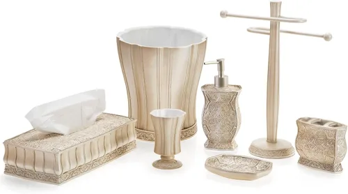 Miniatura 3 de Creative Scents Victoria Beige - Juego de accesorios de baño beige – Juego de accesorios decorativos de baño – Juego de baño de 4 piezas