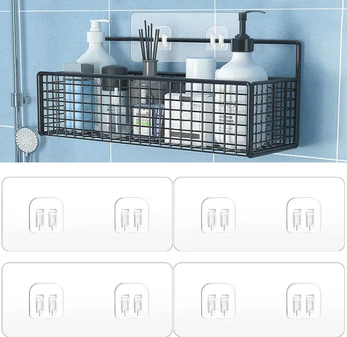 Miniatura 5 de WY LIGHTING LEVEL Paquete de 4 ganchos adhesivos de repuesto para regadera, ganchos adhesivos fuertes para esquina de ducha, estante de baño, cesta