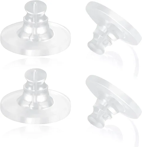 Miniatura 12 de Respaldos de Aretes de Goma Suaves y Transparentes para Aretes de Botón Respaldos de Aretes de Silicona Hipoalergénicos Tope de Repuesto