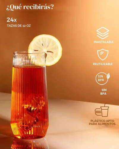 Miniatura 4 de BESTSTAR Paquete de 48 vasos desechables de plástico con nervaduras estilo origami - 24 flautas de champán sin pie de 9 onzas y 24 vasos de 12